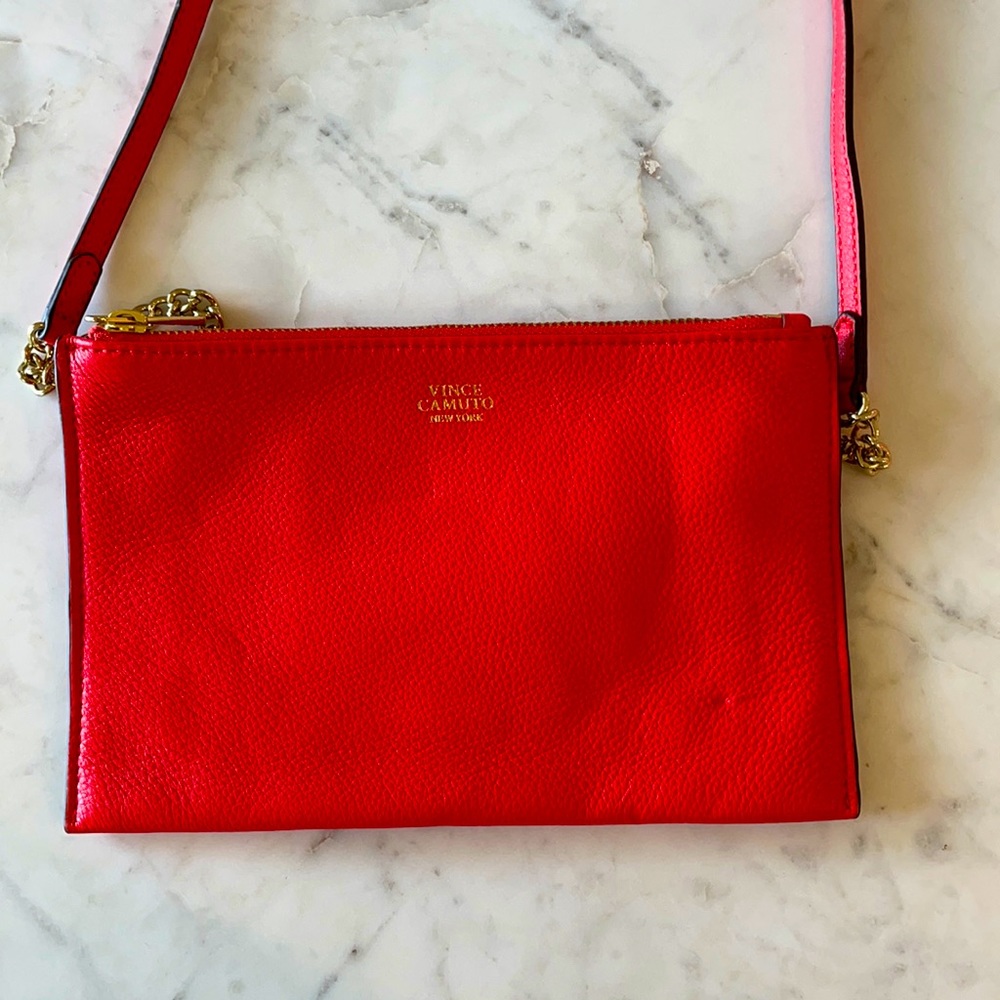 Vince Camuto Red Zipper Crossbody Purse